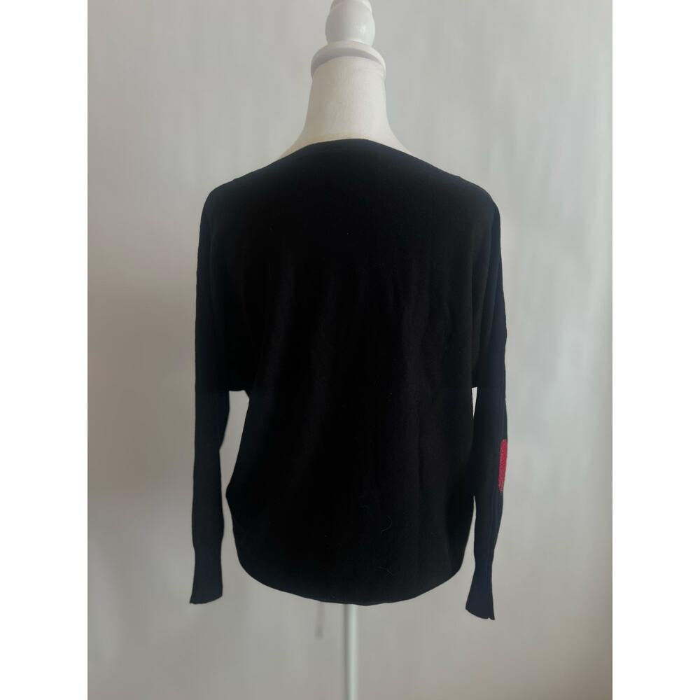 LIV MILANO BLING HEART DOLMAN SWEATER BLACK WITH RED HEARTS SIZE SMALL - Picture 6 of 11